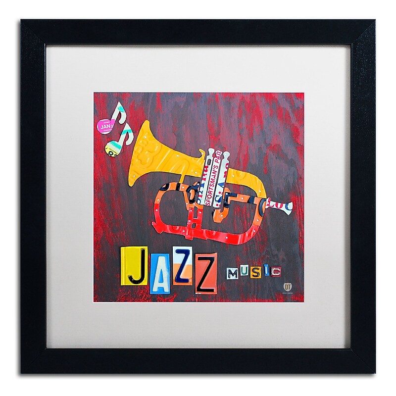 Trademark Fine Art ''Jazz Trumpet'' by Design Turnpike 16" x 16" White Matted Black Frame (ALI1269-B1616MF) image 1