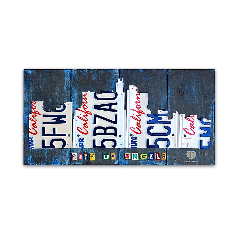 Trademark Fine Art ''Los Angeles Skyline License Plate'' by Design Turnpike 16" x 32" Canvas Art (ALI1270-C1632GG) image 1