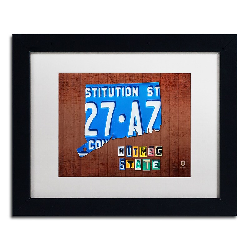 Trademark Fine Art ''Connecticut License Plate'' by Design Turnpike 11" x 14" White Matted Black Frame (ALI1272-B1114MF) image 1