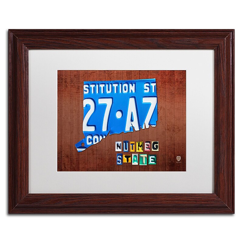 Trademark Fine Art ''Connecticut License Plate'' by Design Turnpike 11" x 14" White Matted Wood Frame (ALI1272-W1114MF) image 1