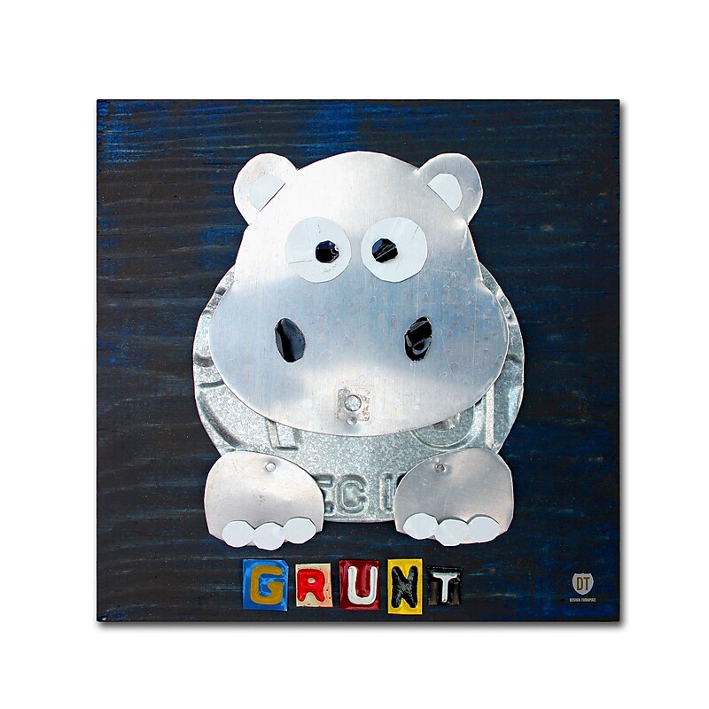 Trademark Fine Art ''Grunt The Hippo'' by Design Turnpike 35" x 35" Canvas Art (ALI1279-C3535GG) image 1
