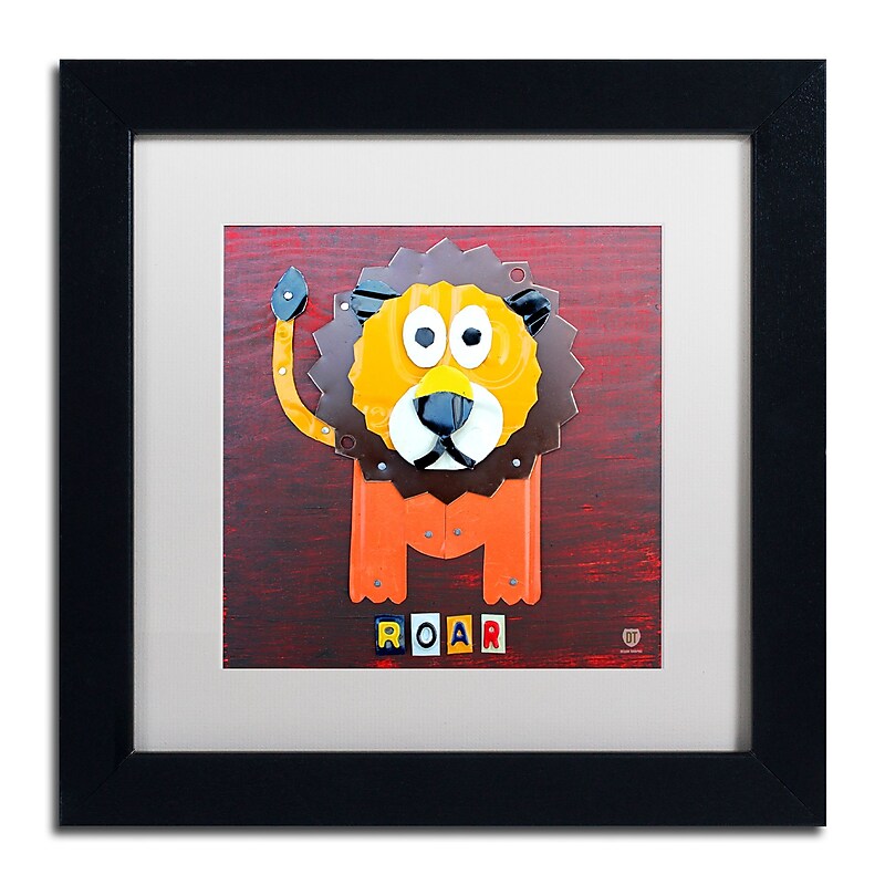 Trademark Fine Art ''Roar The Lion'' by Design Turnpike 11" x 11" White Matted Black Frame (ALI1281-B1111MF) image 1