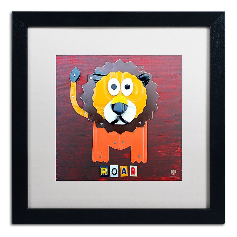 Trademark Fine Art ''Roar The Lion'' by Design Turnpike 16" x 16" White Matted Black Frame (ALI1281-B1616MF) image 1