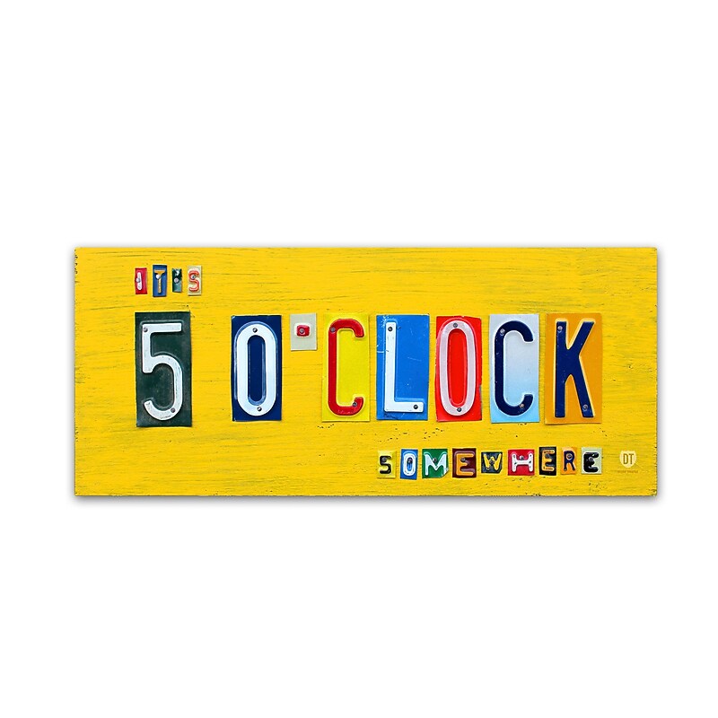 Trademark Fine Art ''It's 5 O'Clock Somewhere'' by Design Turnpike 8" x 19" Canvas Art (ALI1284-C819GG) image 1