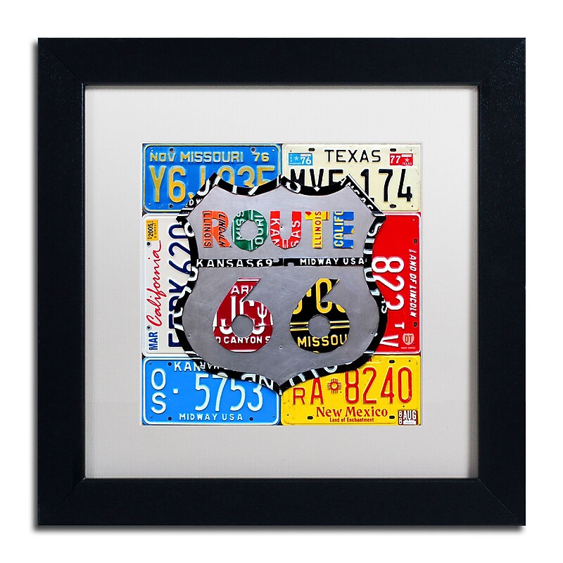Trademark Fine Art ''Route 66 Road Sign'' by Design Turnpike 11" x 11" White Matted Black Frame (ALI1285-B1111MF) image 1