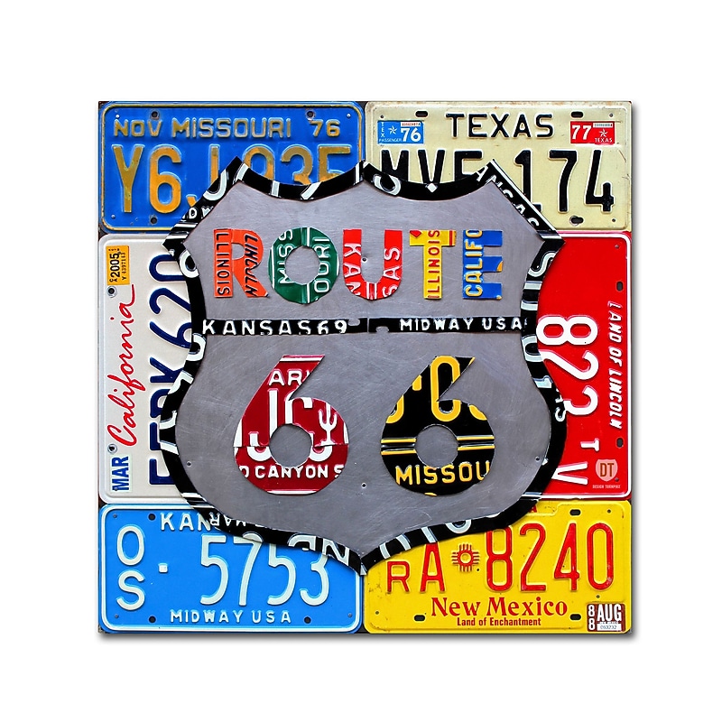 Trademark Fine Art ''Route 66 Road Sign'' by Design Turnpike 35" x 35" Canvas Art (ALI1285-C3535GG) image 1