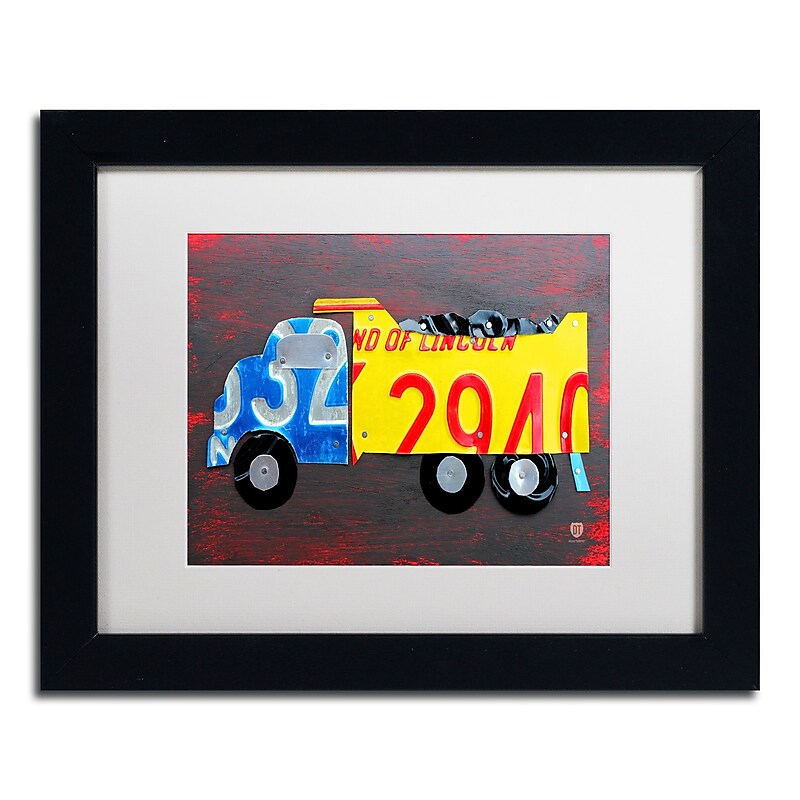 Trademark Fine Art ''Dump Truck'' by Design Turnpike 11" x 14" White Matted Black Frame (ALI1288-B1114MF) image 1