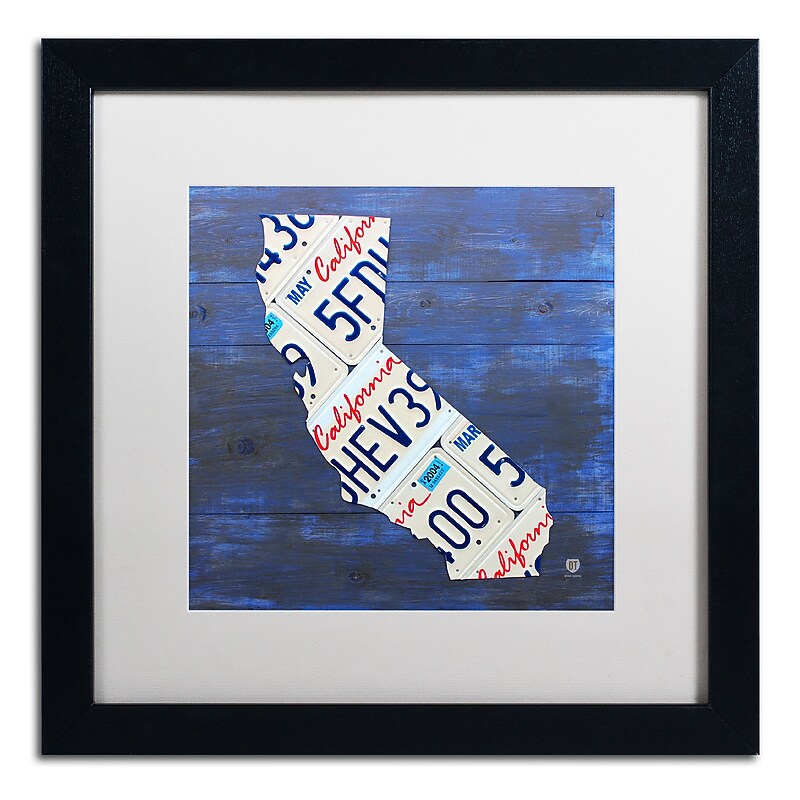 Trademark Fine Art ''California License Plate'' by Design Turnpike 16" x 16" White Matted Black Frame (ALI1290-B1616MF) image 1