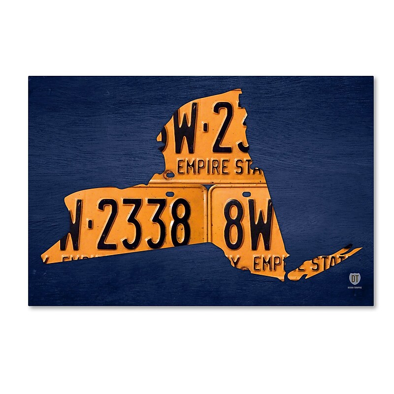 Trademark Fine Art ''New York License Plate Map'' by Design Turnpike 30" x 47" Canvas Art (ALI1291-C3047GG) image 1