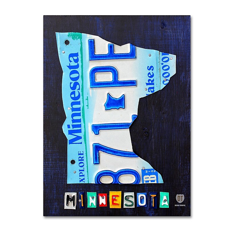 Trademark Fine Art ''Minnesota License Plate Map'' by Design Turnpike 24" x 32" Canvas Art (ALI1294-C2432GG) image 1