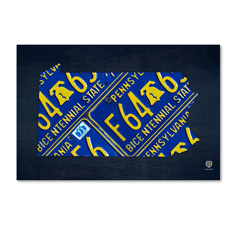 Trademark Fine Art ''Pennsylvania License Plate Map'' by Design Turnpike 30" x 47" Canvas Art (ALI1296-C3047GG) image 1