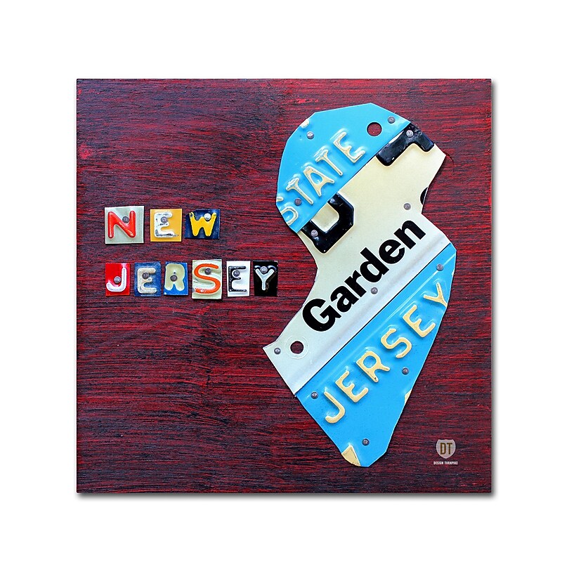 Trademark Fine Art ''New Jersey License Plate Map'' by Design Turnpike 24" x 24" Canvas Art (ALI1298-C2424GG) image 1