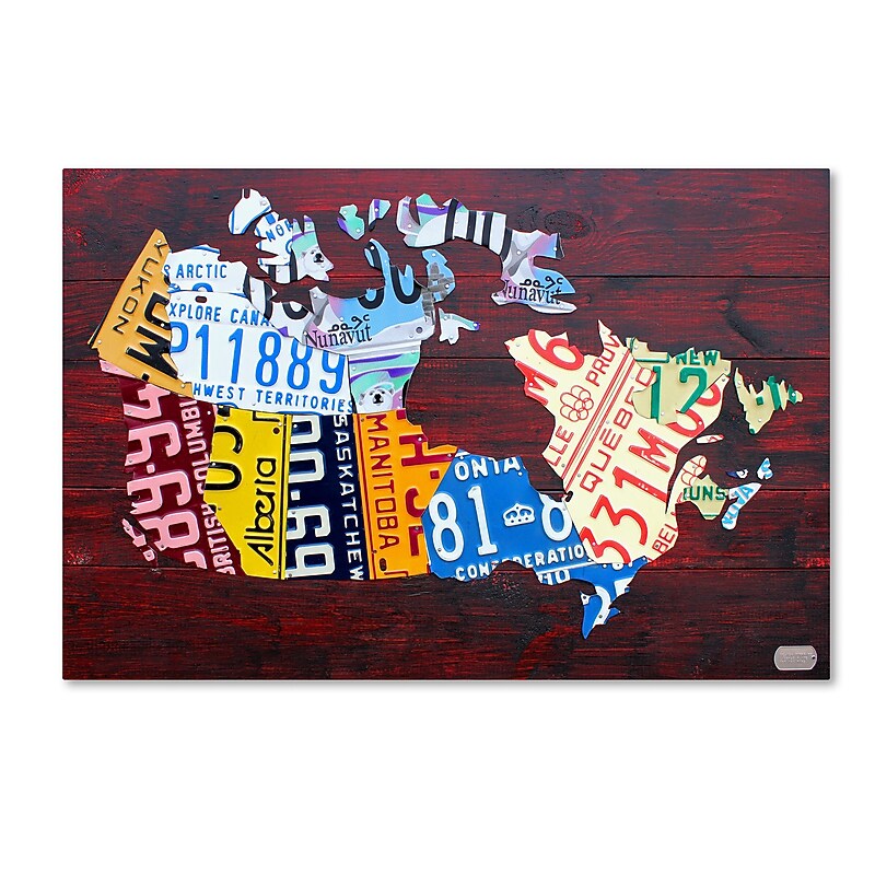 Trademark Fine Art ''Canada License Plate Map'' by Design Turnpike 22" x 32" Canvas Art (ALI1300-C2232GG) image 1