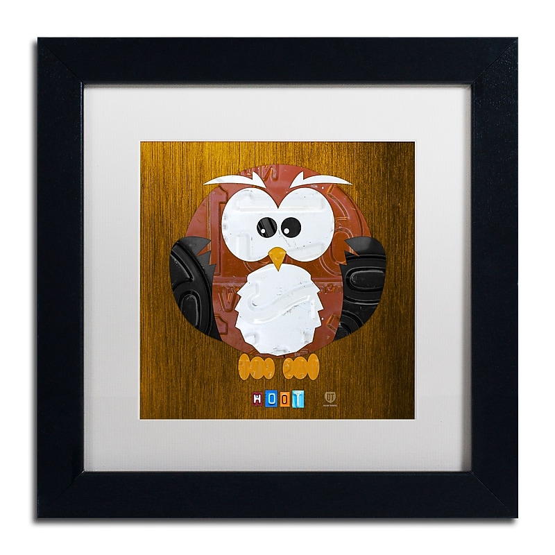 Trademark Fine Art ''Hoot The Owl'' by Design Turnpike 11" x 11" White Matted Black Frame (ALI1302-B1111MF) image 1