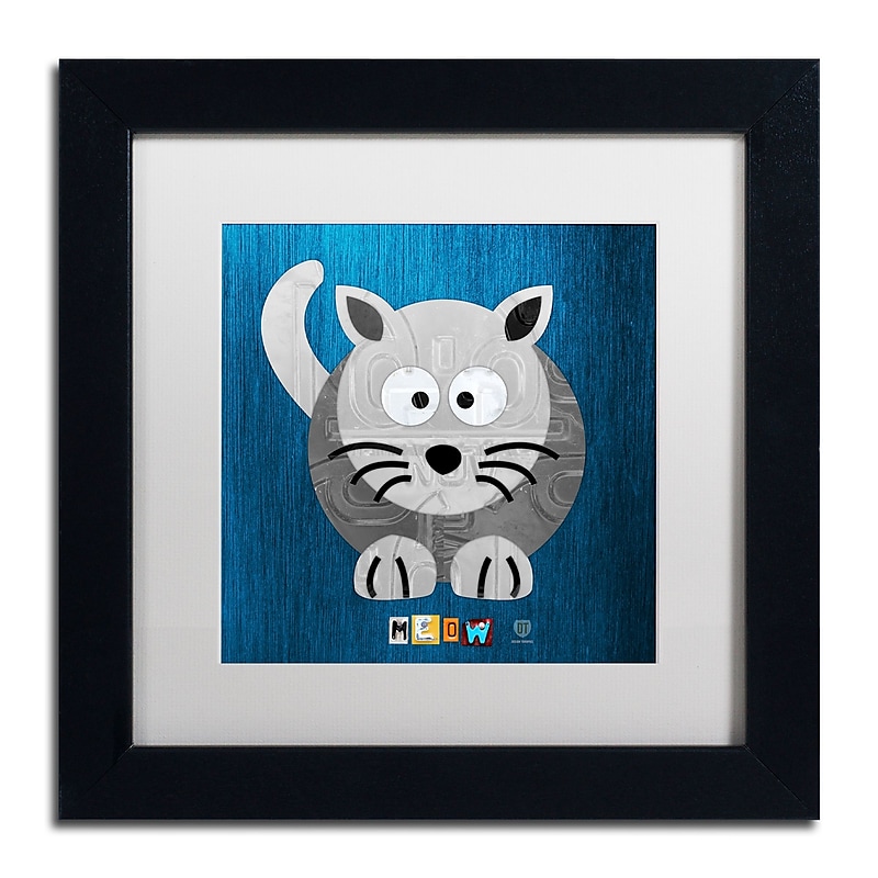 Trademark Fine Art ''Meow The Cat'' by Design Turnpike 11" x 11" White Matted Black Frame (ALI1303-B1111MF) image 1