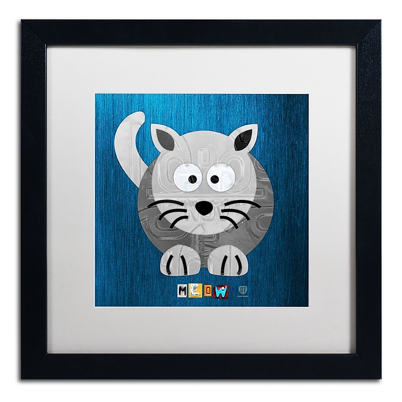Trademark Fine Art ''Meow The Cat'' by Design Turnpike 16" x 16" White Matted Black Frame (ALI1303-B1616MF) image 1