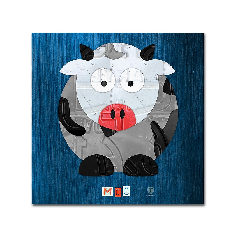 Trademark Fine Art ''Moo The Cow'' by Design Turnpike 24" x 24" Canvas Art (ALI1304-C2424GG) image 1