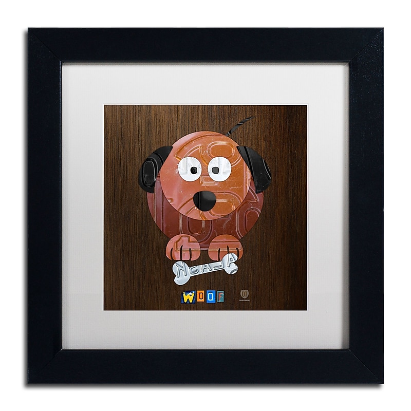 Trademark Fine Art ''Woof The Dog'' by Design Turnpike 11" x 11" White Matted Black Frame (ALI1305-B1111MF) image 1