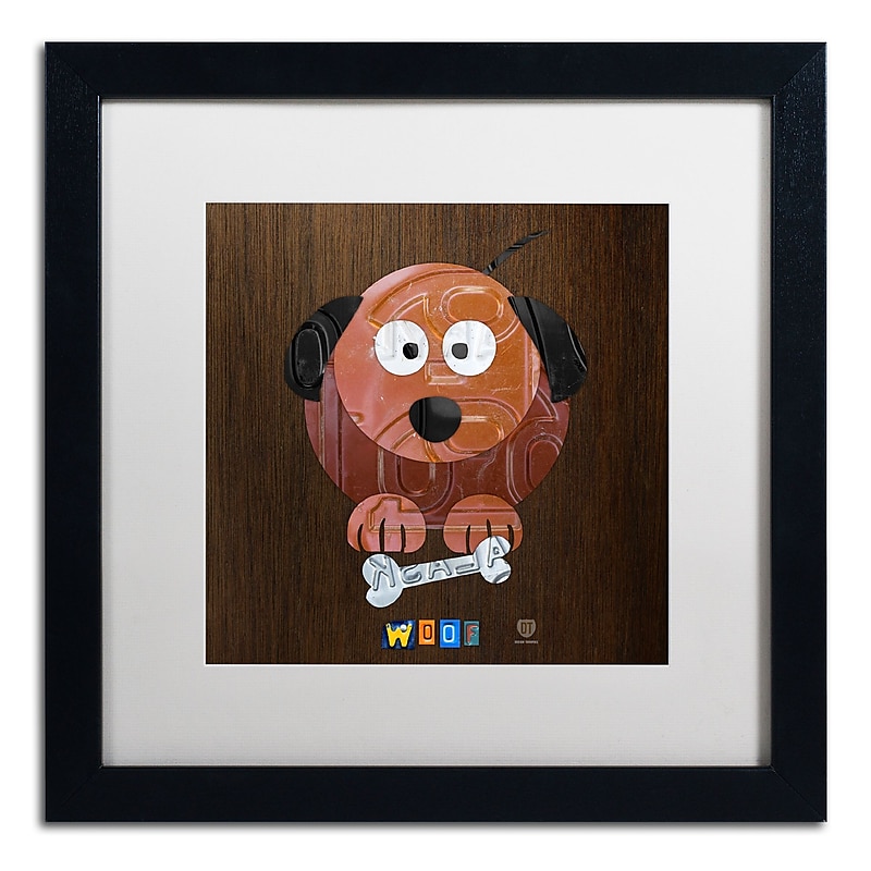 Trademark Fine Art ''Woof The Dog'' by Design Turnpike 16" x 16" White Matted Black Frame (ALI1305-B1616MF) image 1