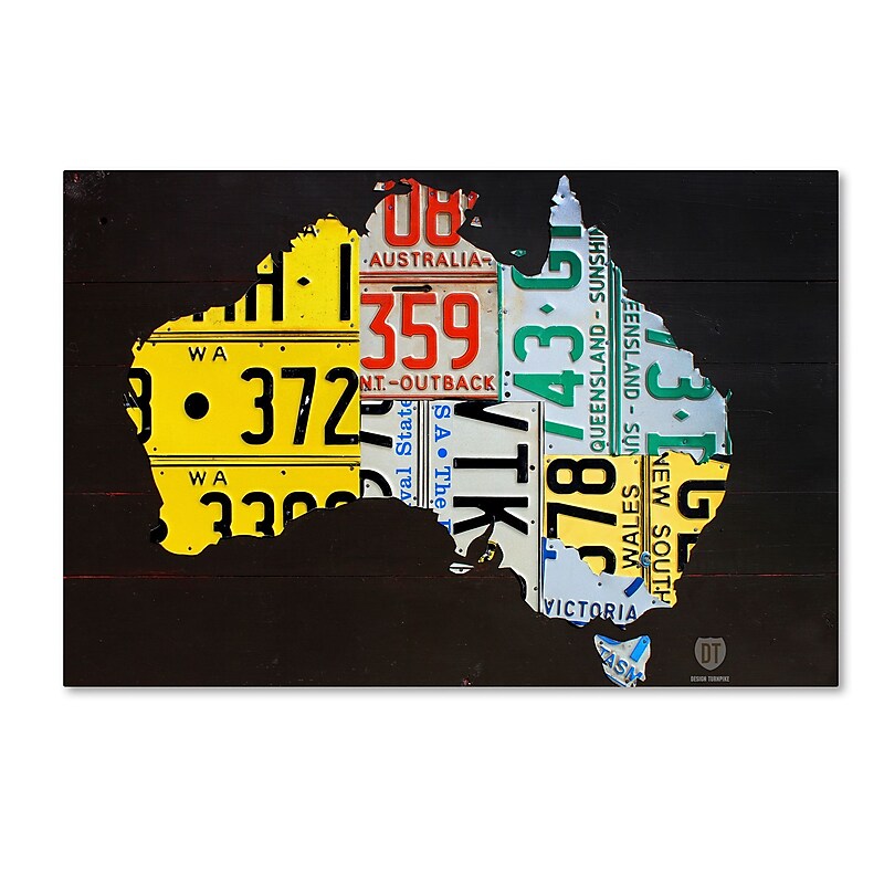 Trademark Fine Art ''Australia License Plate Map'' by Design Turnpike 30" x 47" Canvas Art (ALI1311-C3047GG) image 1