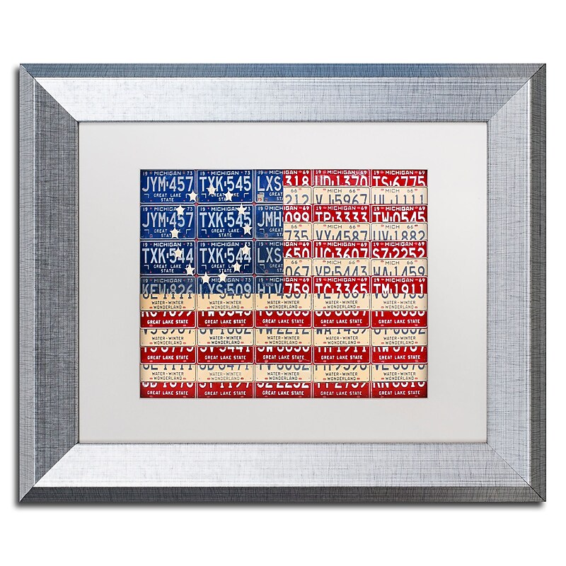 Trademark Fine Art ''Betsy Ross Flag'' by Design Turnpike 11" x 14" White Matted Silver Frame (ALI1313-S1114MF) image 1