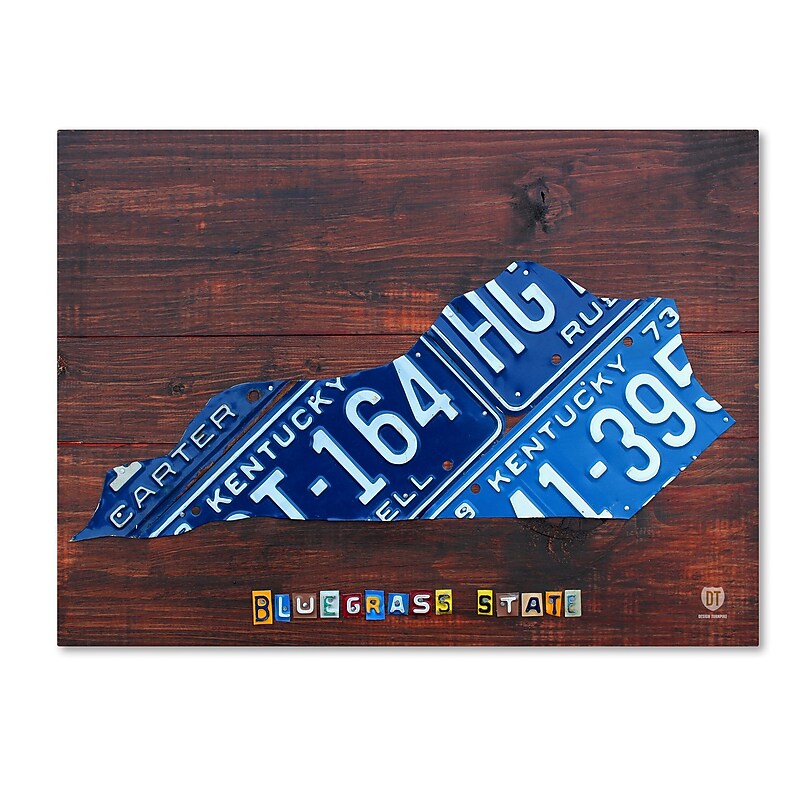 Trademark Fine Art ''Kentucky License Plate Map'' by Design Turnpike 35" x 47" Canvas Art (ALI1314-C3547GG) image 1