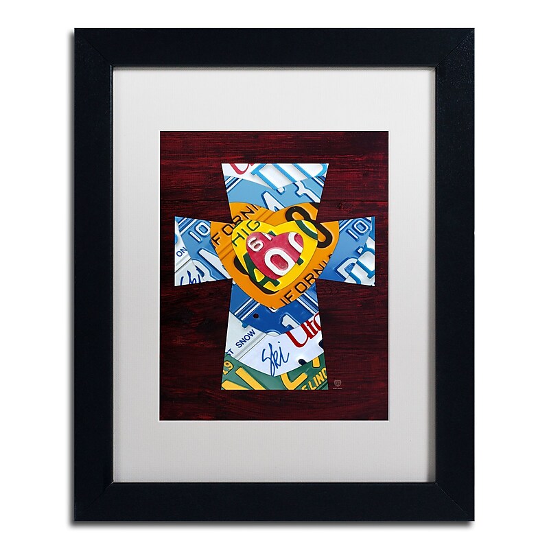 Trademark Fine Art ''Heart Cross'' by Design Turnpike 11" x 14" White Matted Black Frame (ALI1316-B1114MF) image 1