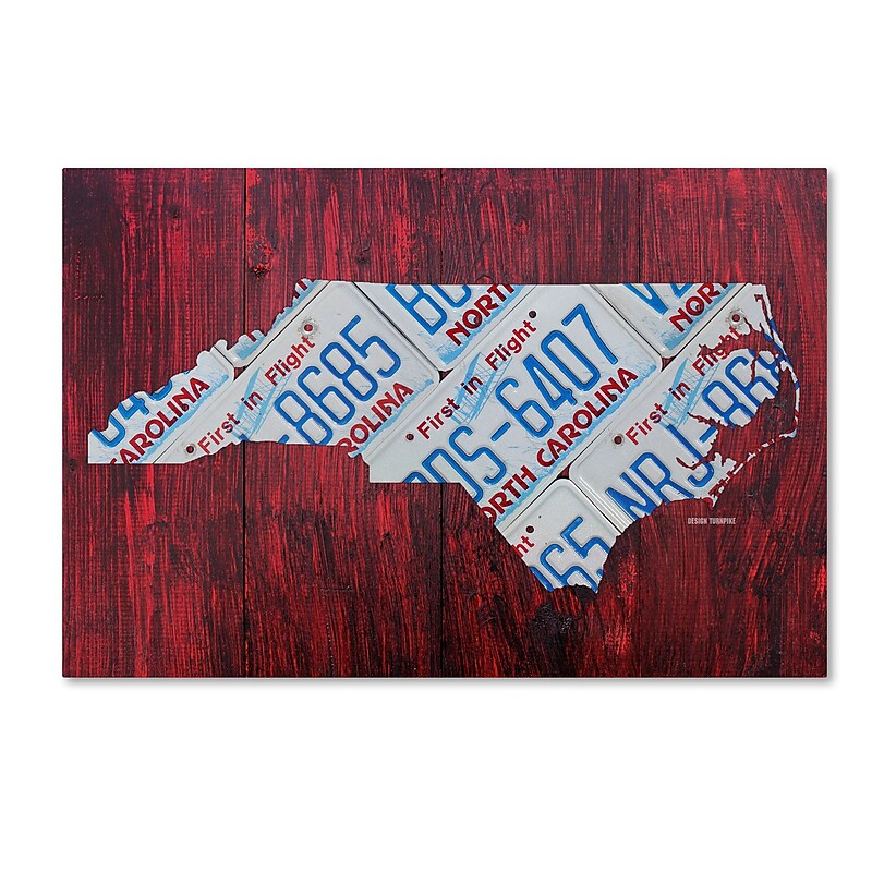 Trademark Fine Art ''North Carolina License Plate Map'' by Design Turnpike 22" x 32" Canvas Art (ALI1320-C2232GG) image 1