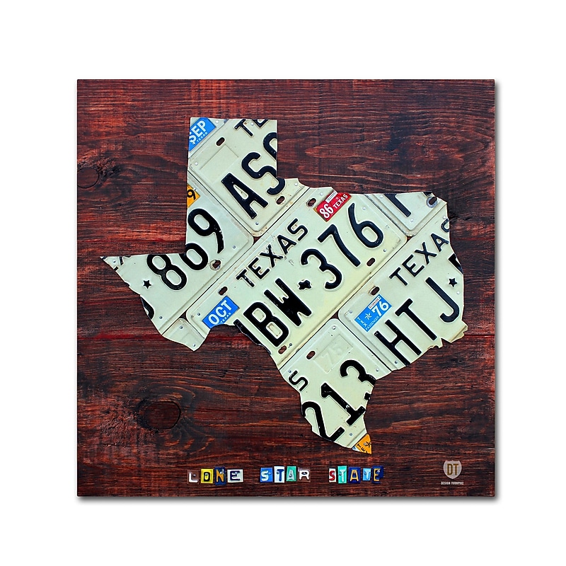 Trademark Fine Art ''Texas License Plate Map Large'' by Design Turnpike 35" x 35" Canvas Art (ALI1323-C3535GG) image 1