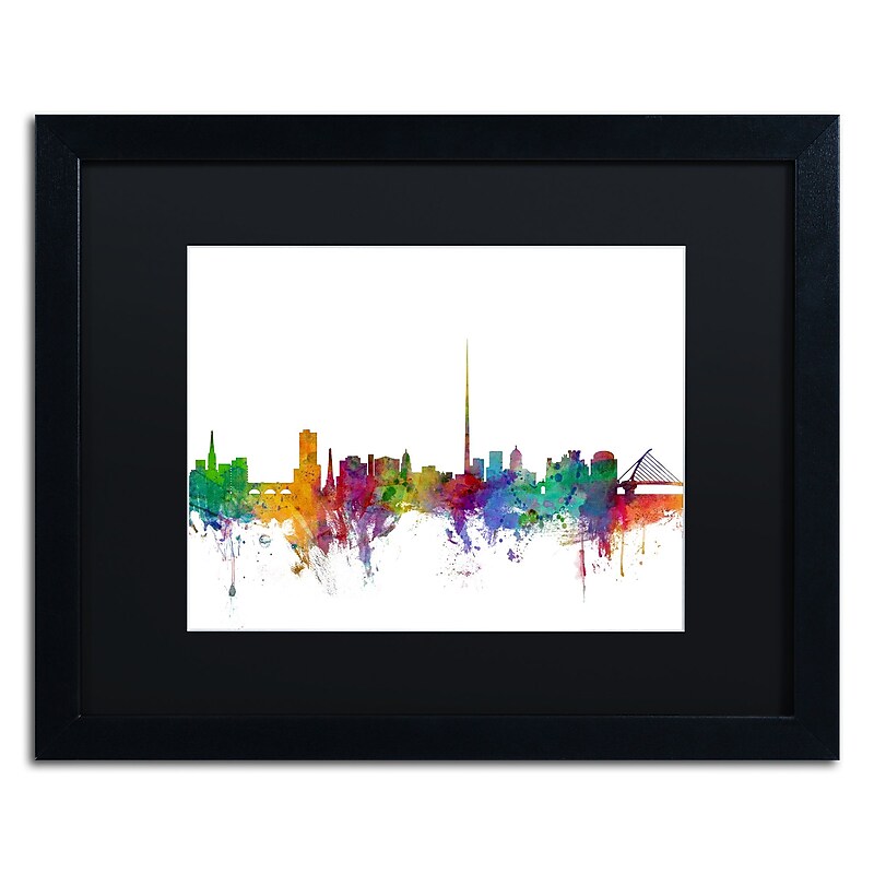 Trademark Fine Art ''Dublin Ireland Skyline'' by Michael Tompsett 16" x 20" Black Matted Black Frame (MT0540-B1620BMF) image 1