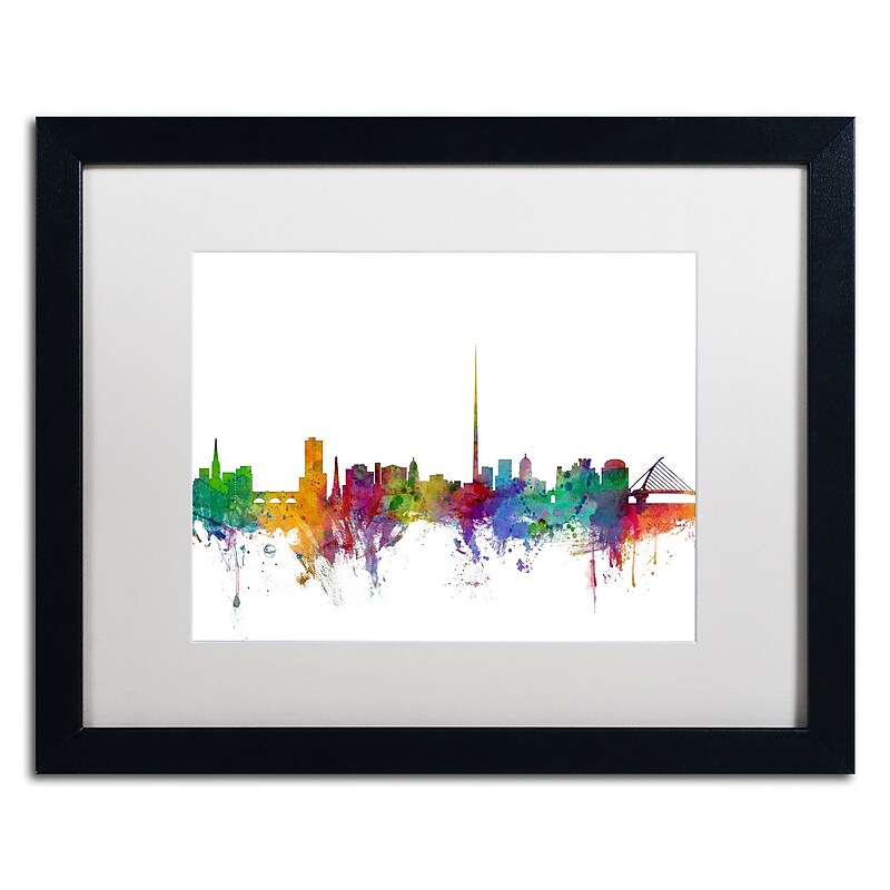 Trademark Fine Art ''Dublin Ireland Skyline'' by Michael Tompsett 16" x 20" White Matted Black Frame (MT0540-B1620MF) image 1