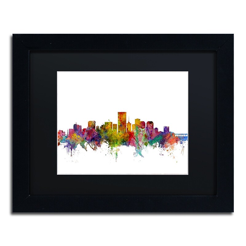 Trademark Fine Art ''Richmond Virginia Skyline'' by Michael Tompsett 11" x 14" Black Matted Black Frame (MT0542-B1114BMF) image 1