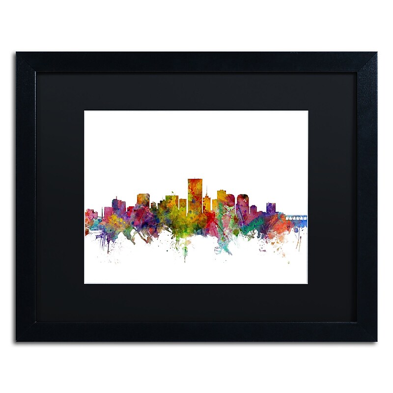 Trademark Fine Art ''Richmond Virginia Skyline'' by Michael Tompsett 16" x 20" Black Matted Black Frame (MT0542-B1620BMF) image 1