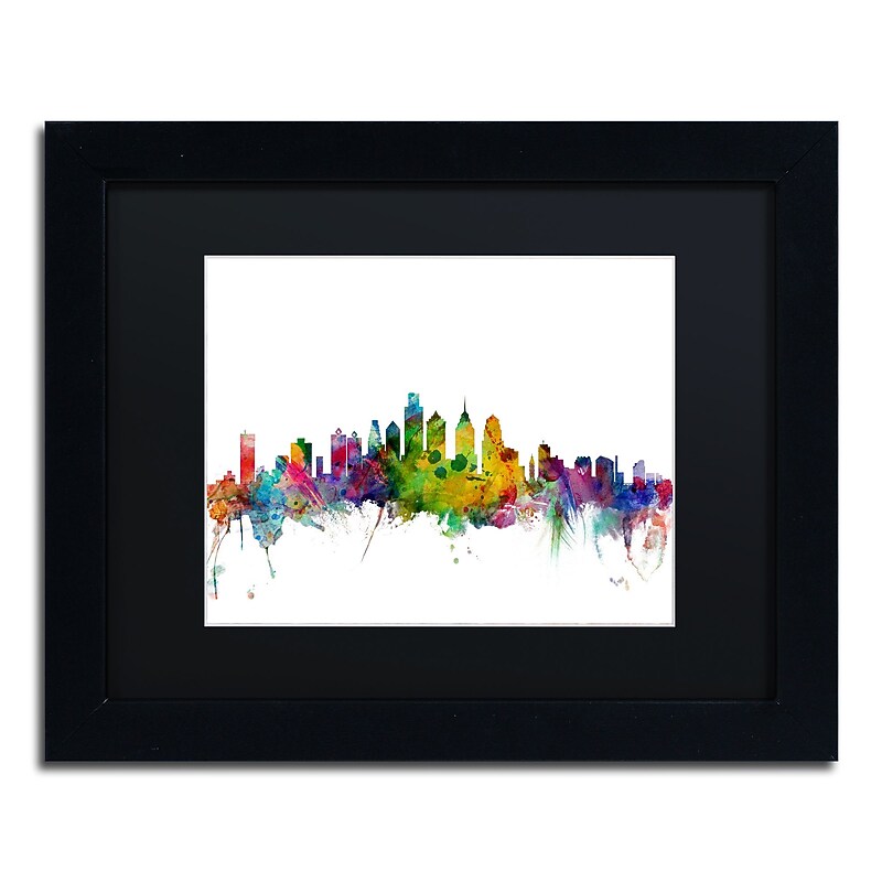 Trademark Fine Art ''Philadelphia Pennsylvania Skyline'' by Michael Tompsett 11" x 14" Black Frame (MT0543-B1114BMF) image 1