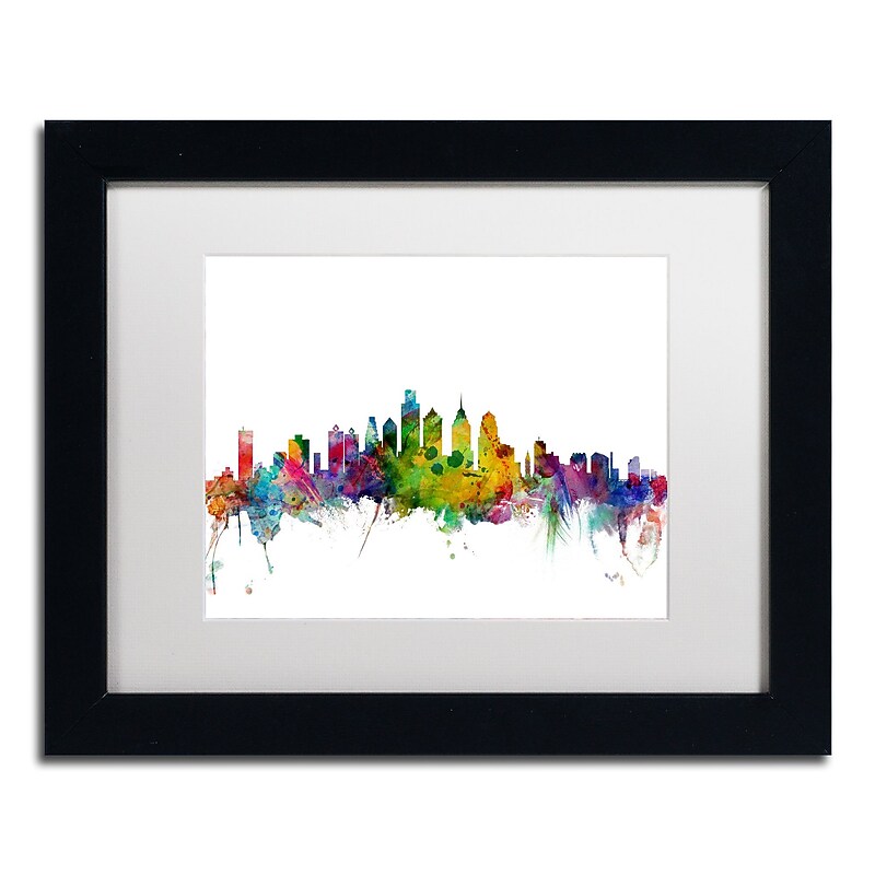 Trademark Fine Art ''Philadelphia Pennsylvania Skyline'' by Michael Tompsett 11" x 14" Black Frame (MT0543-B1114MF) image 1