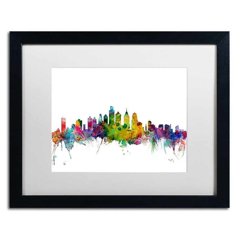 Trademark Fine Art ''Philadelphia Pennsylvania Skyline'' by Michael Tompsett 16" x 20" Black Frame (MT0543-B1620MF) image 1