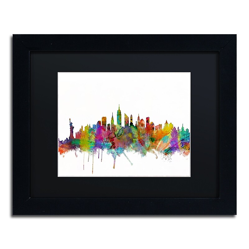 Trademark Fine Art ''New York City Skyline'' by Michael Tompsett 11" x 14" Black Matted Black Frame (MT0546-B1114BMF) image 1