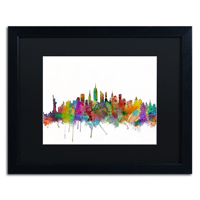 Trademark Fine Art ''New York City Skyline'' by Michael Tompsett 16" x 20" Black Matted Black Frame (MT0546-B1620BMF) image 1