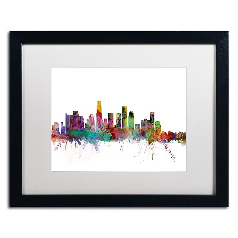 Trademark Fine Art ''Los Angeles California Skyline'' by Michael Tompsett 16" x 20" White Matted Black Frame (MT0550-B1620MF) image 1