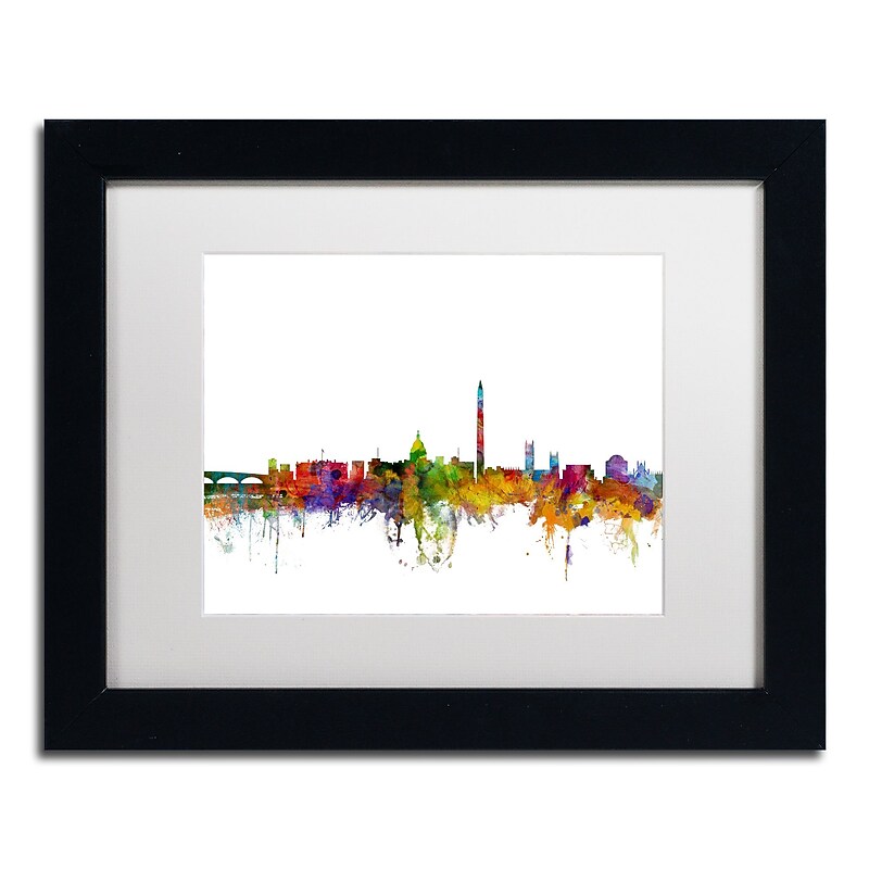 Trademark Fine Art ''Washington DC Skyline II'' by Michael Tompsett 11" x 14" White Matted Black Frame (MT0553-B1114MF) image 1