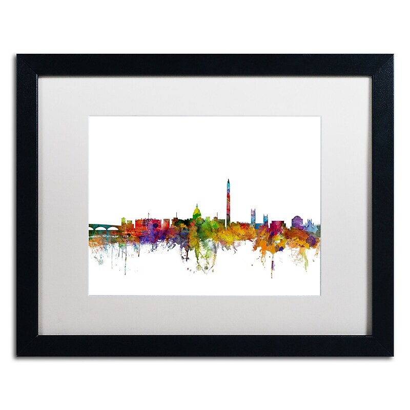Trademark Fine Art ''Washington DC Skyline II'' by Michael Tompsett 16" x 20" White Matted Black Frame (MT0553-B1620MF) image 1