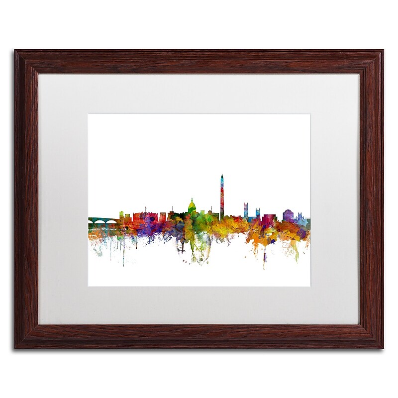 Trademark Fine Art ''Washington DC Skyline II'' by Michael Tompsett 16" x 20" White Matted Wood Frame (MT0553-W1620MF) image 1