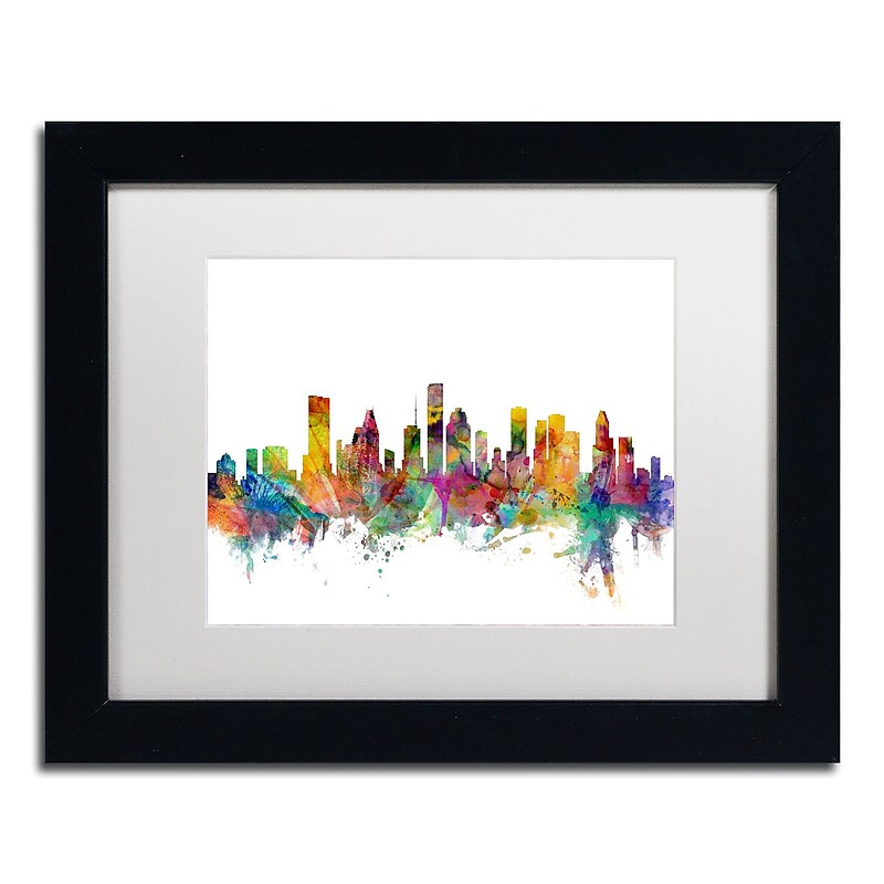 Trademark Fine Art ''Houston Texas Skyline'' by Michael Tompsett 11" x 14" White Matted Black Frame (MT0554-B1114MF) image 1
