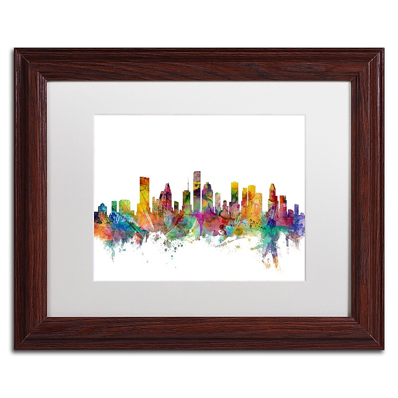 Trademark Fine Art ''Houston Texas Skyline'' by Michael Tompsett 11" x 14" White Matted Wood Frame (MT0554-W1114MF) image 1
