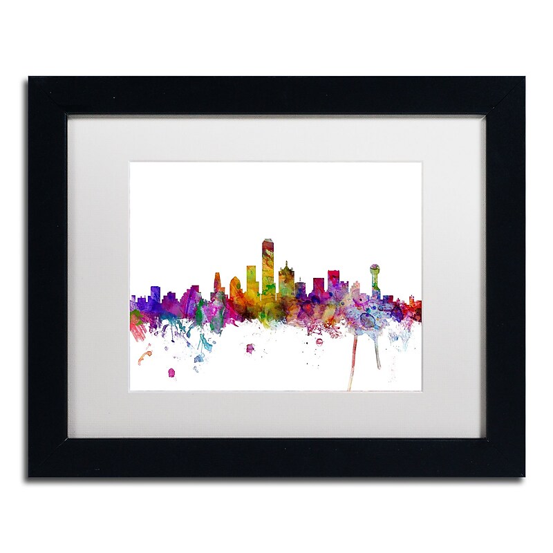 Trademark Fine Art ''Dallas Texas Skyline'' by Michael Tompsett 11" x 14" White Matted Black Frame (MT0555-B1114MF) image 1