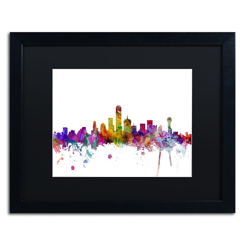 Trademark Fine Art ''Dallas Texas Skyline'' by Michael Tompsett 16" x 20" Black Matted Black Frame (MT0555-B1620BMF) image 1