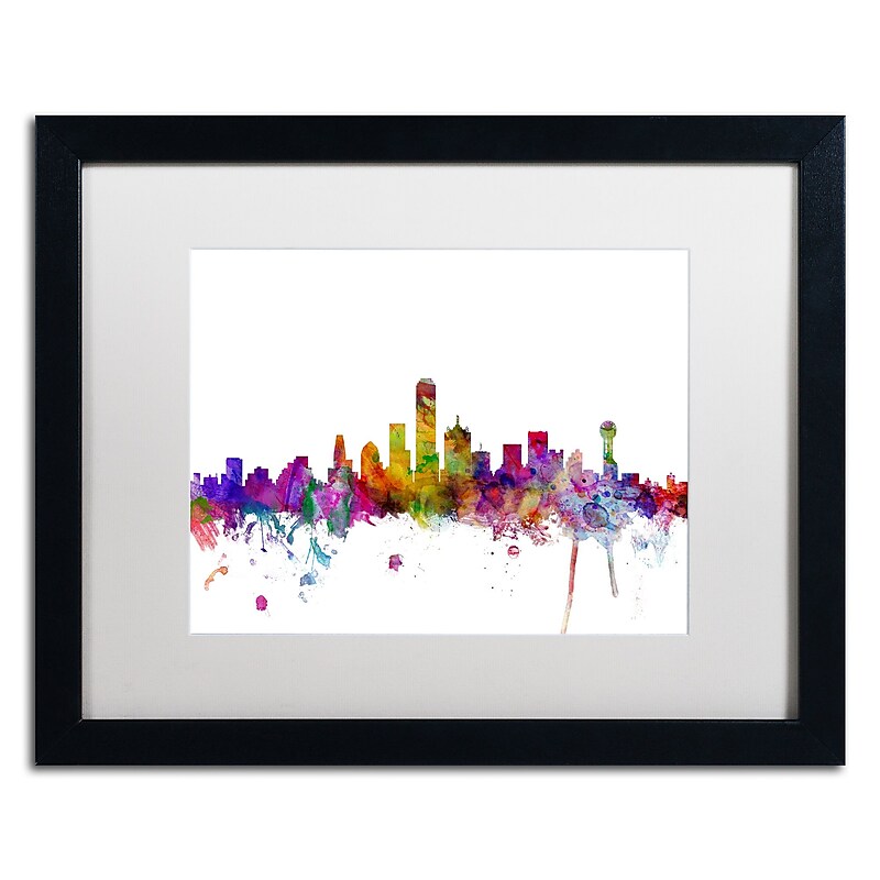 Trademark Fine Art ''Dallas Texas Skyline'' by Michael Tompsett 16" x 20" White Matted Black Frame (MT0555-B1620MF) image 1