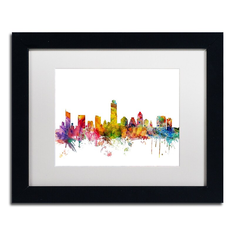 Trademark Fine Art ''Austin Texas Skyline'' by Michael Tompsett 11" x 14" White Matted Black Frame (MT0556-B1114MF) image 1