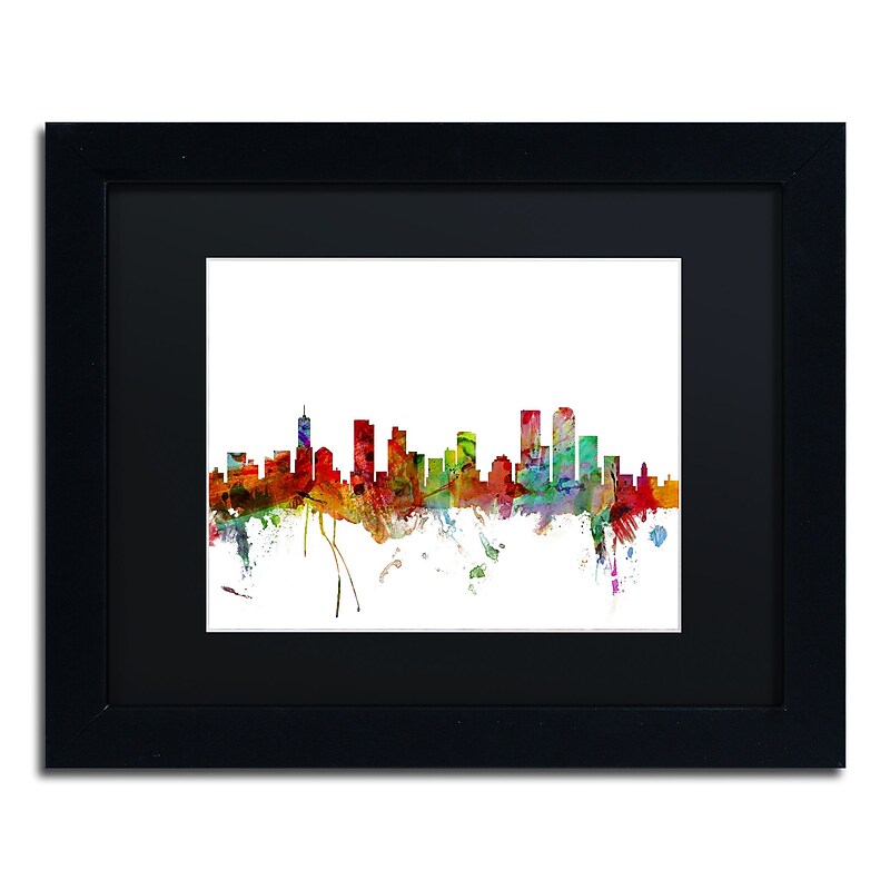 Trademark Fine Art ''Denver Colorado Skyline'' by Michael Tompsett 11" x 14" Black Matted Black Frame (MT0558-B1114BMF) image 1