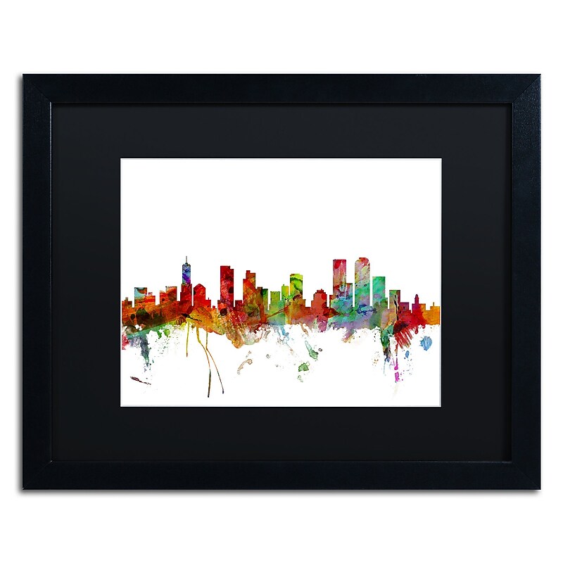 Trademark Fine Art ''Denver Colorado Skyline'' by Michael Tompsett 16" x 20" Black Matted Black Frame (MT0558-B1620BMF) image 1